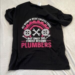 Women Plumbers Black T-Shirt (Ladies XL)